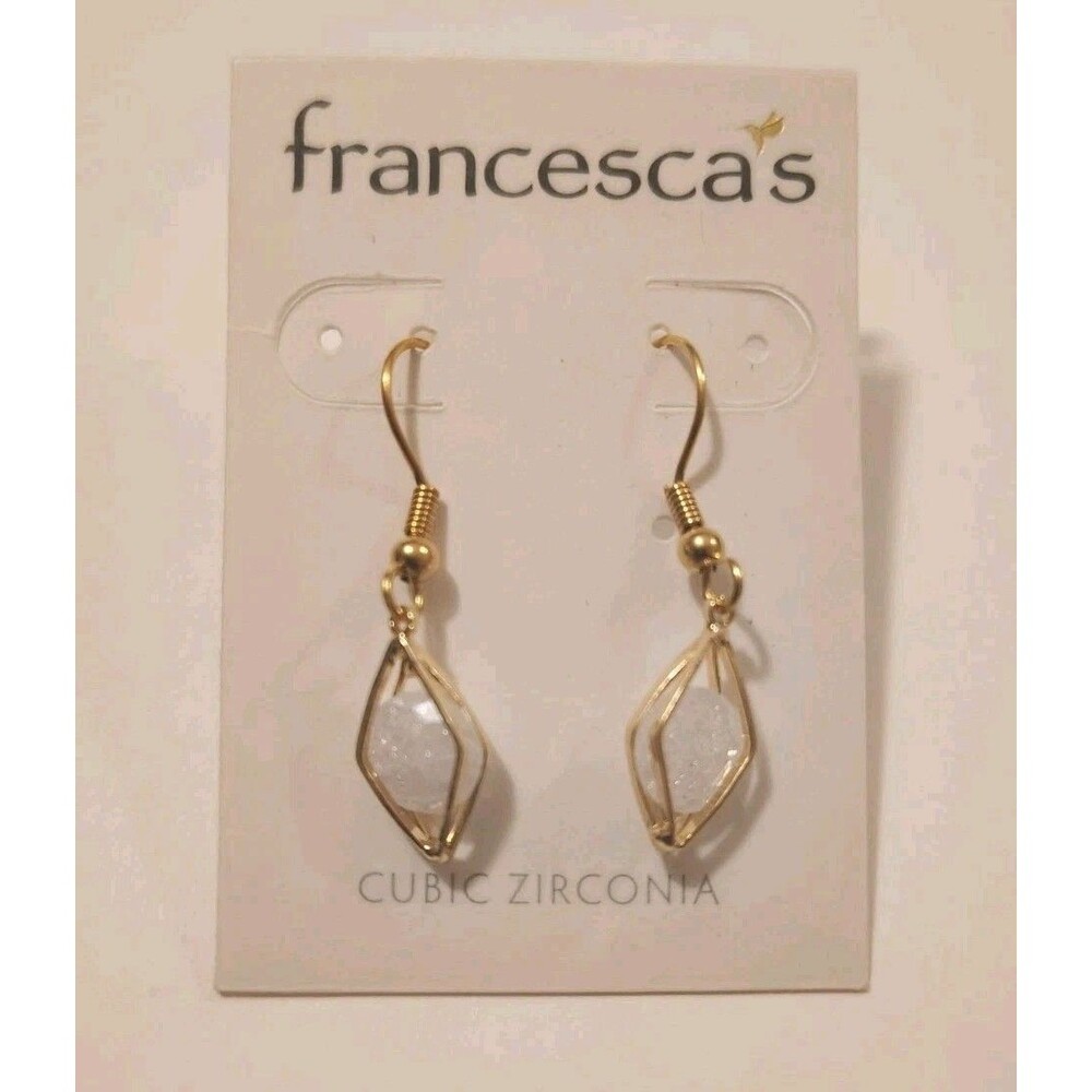 Cubic Zirconia Crystal Gold Tone Francesca Dangle Earrings